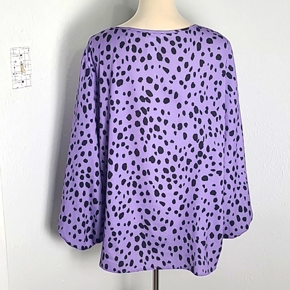 Bibi Purple Top with Black Polka-dots & Bubble Sleeves, Size XL - Picture 8 of 10